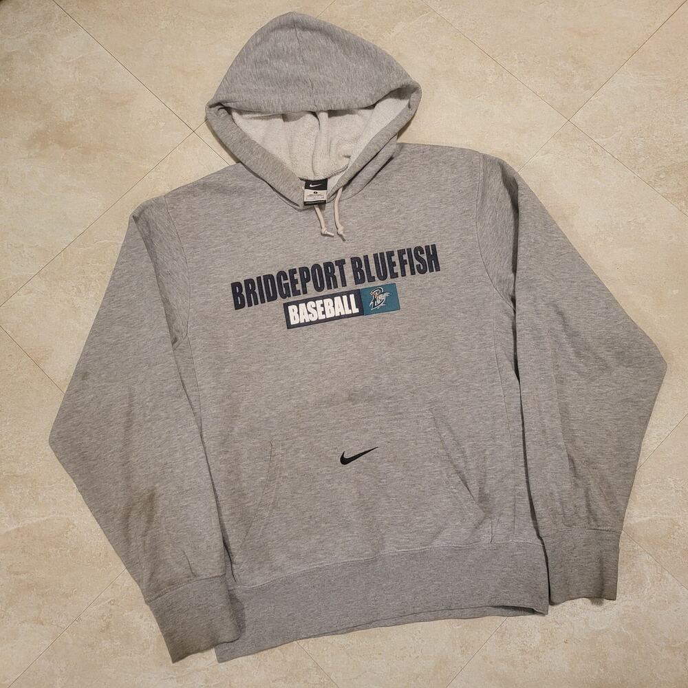 VTG NIKE Bridgeport Bluefish Mens S‎ Small Defunct MiLB Minor League Hoodie